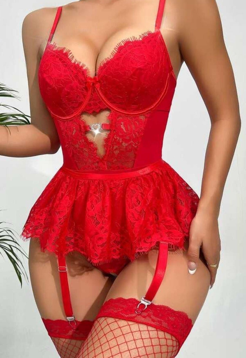 Dessous-Set, Strumpfhalter und Träger, Spitze, Unterwäsche, Damen, Strumpfhalter, Babydoll, sexy Dessous, Spitzenoutfit, Nachthemd, Valentinstagsgeschenk