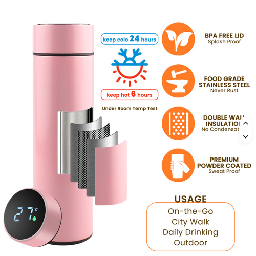 500ml Thermos Termicos Frio Caliente Schöne smarte Wasserflasche mit digitaler, personalisierbarer Temperaturanzeige für Sport