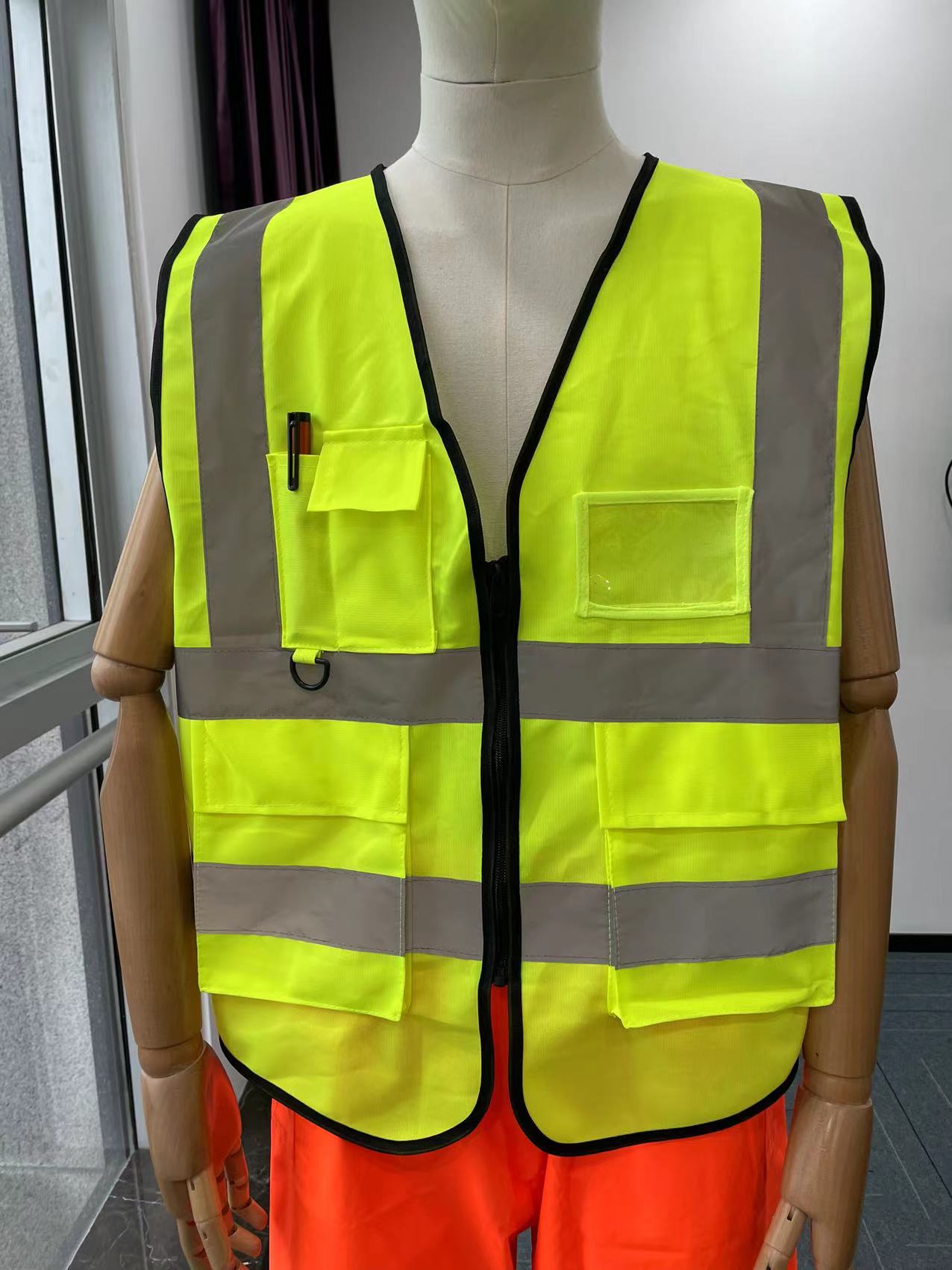 Warnwesten – Reflektierende Arbeitsjacken, superhelle neongelb-orange Streifen, strapazierfähiges, hochsichtbares Gewebe, Unisex für Bauwesen, Verkehr, Laufen, Sicherheit, Lagerhaltung – für Damen und Herren